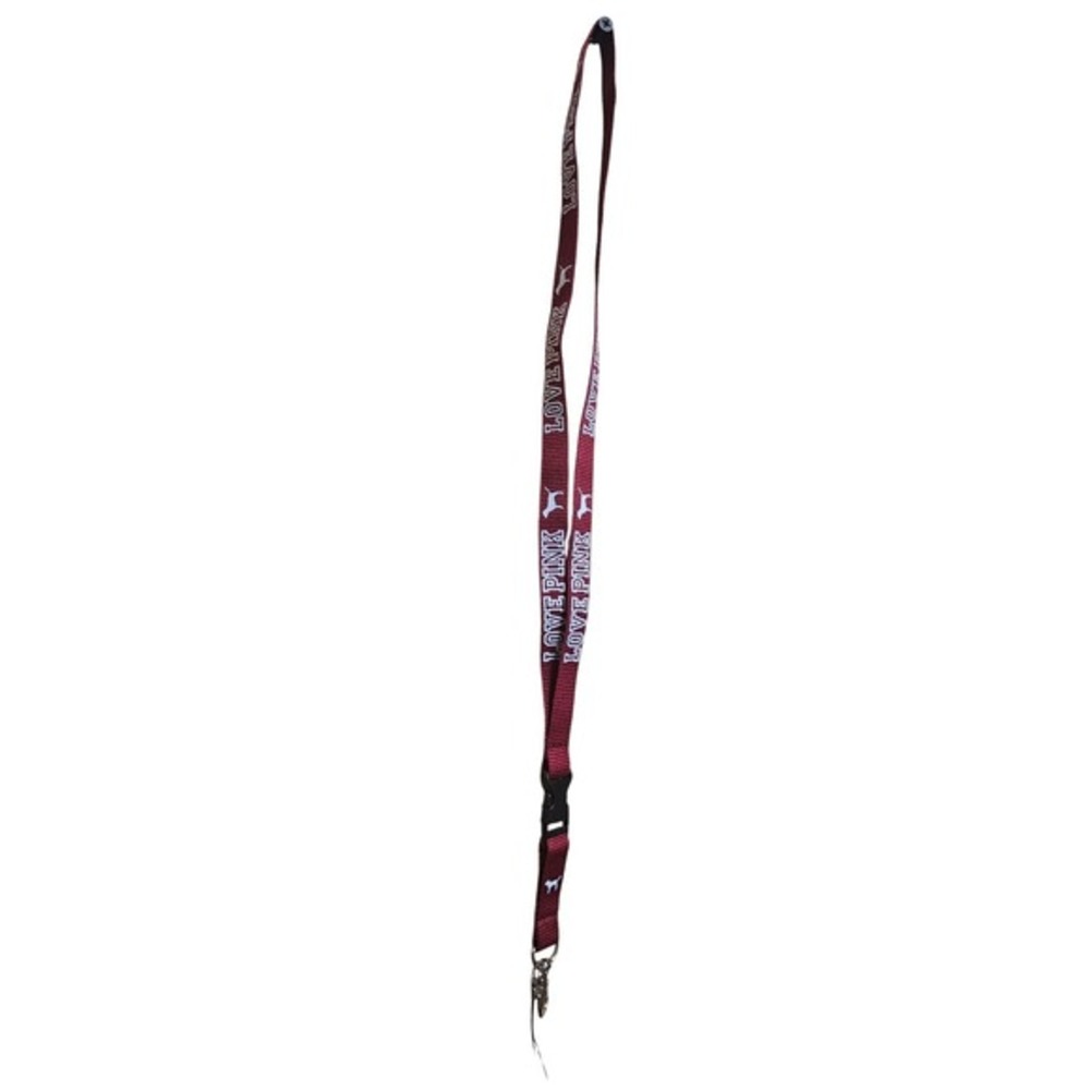 Love Pink Burgundy Lanyard Dog Logo Victoria's Secret‎ ID Badge Keychain